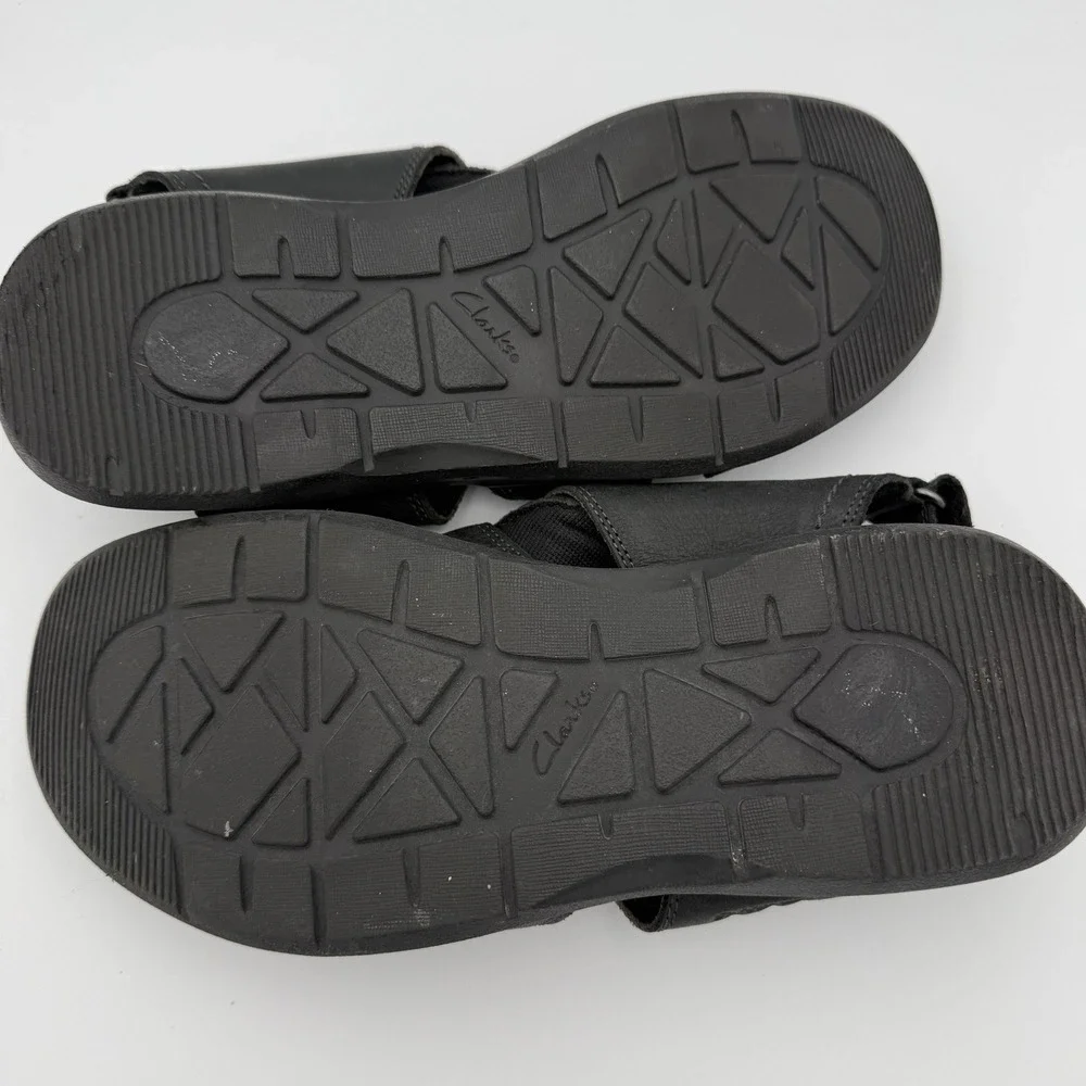 Clarks‎ Collection Sandals Mens 10M Hapsford Cove Fisherman Black Leather Casual